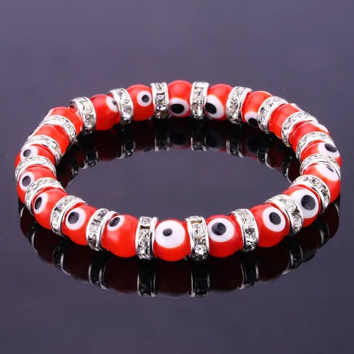 Miniatura 2 de Pulsera con cuentas de mal de ojo turco, con abalorio de vidrio veneciano con espaciadores rondelle