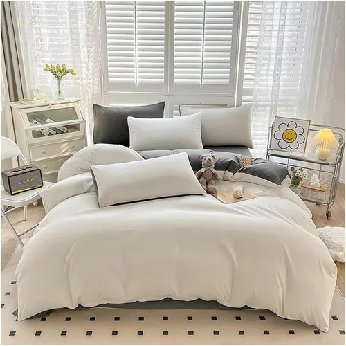 Miniatura 11 de Cama, Queen/L Negro Color Sólido Algodón Funda Nórdica Funda Nórdica