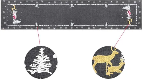 Miniatura 3 de Mantel pequeño con diseño de reno bordado para fiestas de Navidad
