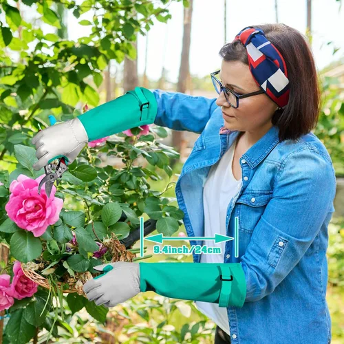 Miniatura 5 de Guantes largos de jardinería para mujeres/hombres, guantes de poda de rosas a prueba de espinas, guantelete resistente, el mejor regalo de jardín