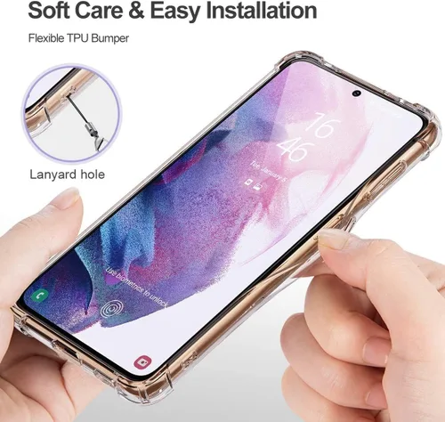 Miniatura 5 de KIOMY Funda transparente para Samsung Galaxy S21 5G Airbag Corners a prueba de golpes, funda protectora para teléfono, diseño híbrido duro PC