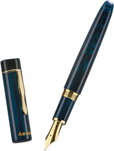 Miniatura 4 de Asvine C2000 Alemania Cumberland Ebonite Pluma Estilográfica #8 Punta Media, Gran Pluma Artesanal con Convertidor y Caja de Metal, Colección Set