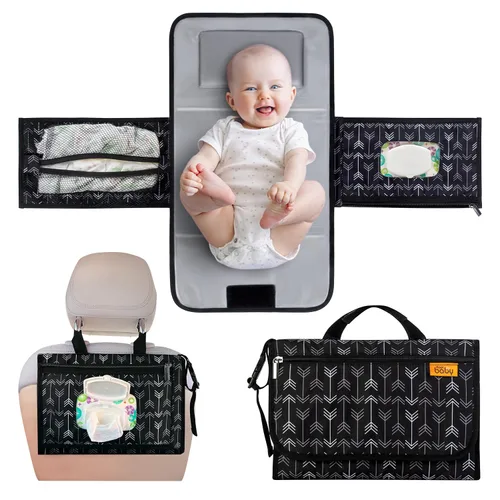 Miniatura 9 de Kopi Baby Cambiador de pañales portátil, bolsa de viaje para cambiador de pañales para bebé con bolsillo para toallitas, cambiador portátil