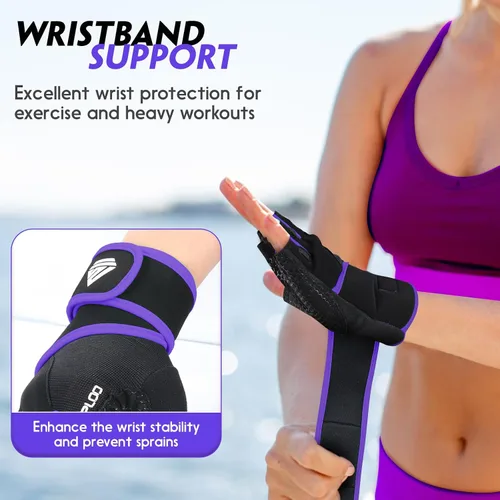 Miniatura 2 de Guantes de Entrenamiento Guantes de Gimnasio Guantes de Levantamiento de Pesas para Hombres y Mujeres con Almohadilla Completa en la Palma, Soporte