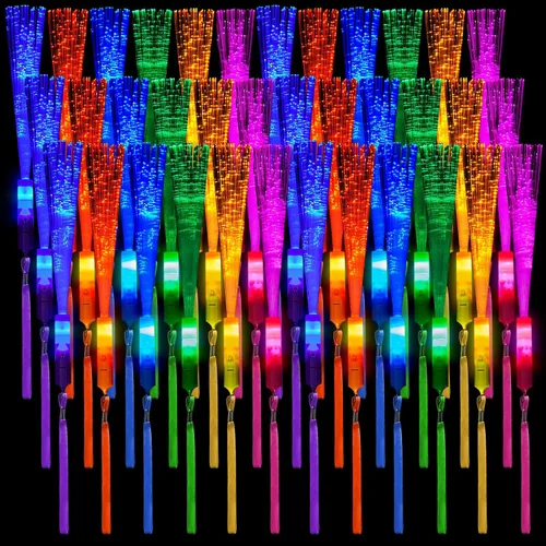 Miniatura 5 de Zhanmai 24 Piezas Varitas de Fibra Brillante Mejoradas Palos K-pop Concierto LED Luz Varitas de Fibra Óptica LED Intermitentes Varitas Brillantes a
