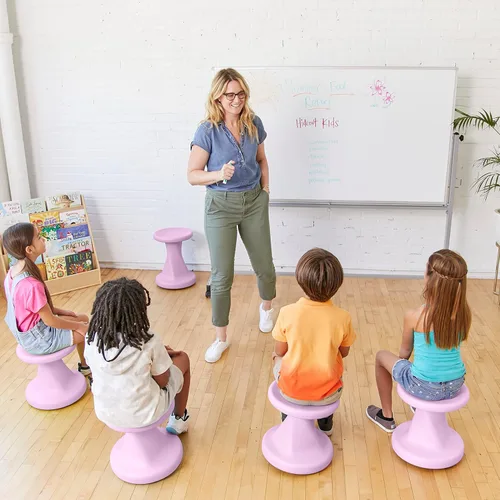 Miniatura 8 de ECR4Kids Taburete tambaleante Twist, altura del asiento 14 pulgadas, asientos activos, morado claro Púrpura claro