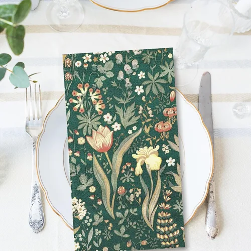 Miniatura 3 de 80 servilletas de papel desechables de flores verdes vintage, servilletas de papel desechables con plantas retro, toallas de mano para suministros