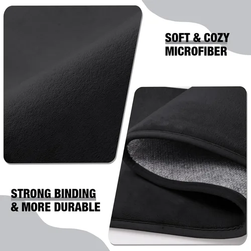 Miniatura 3 de Alfombra de baño de espuma viscoelástica negra, alfombra de baño larga y estrecha, alfombra de baño de microfibra antideslizante, suave, absorbente