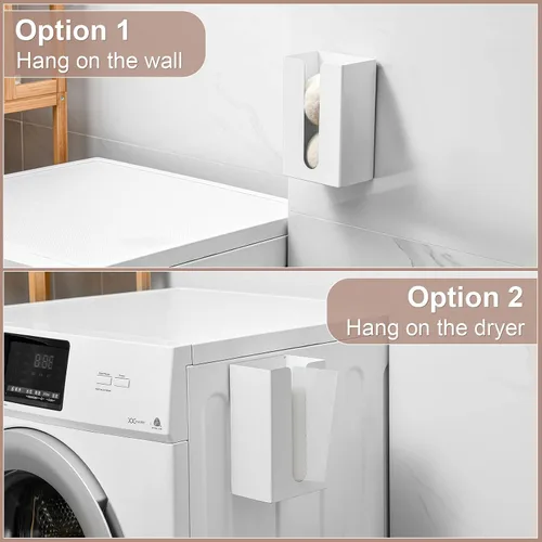 Miniatura 4 de SUBEKYU Contenedor magnético de pelusa con tapa de bambú y soporte para hojas de secadora para lavandería, cubo de basura de metal con tapa y caja