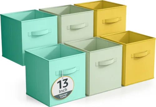 Miniatura 17 de Sorbus Cubos de Almacenamiento Plegables - 6 Cestas de Tela para Organizar Despensa, Estante, Caja de Juguetes, Cubículo, Organizador de Armario