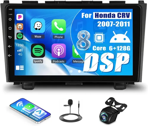 Miniatura 10 de 4 núcleos+64G Android 15 para Honda CRV 2007-2011 Radio de coche estéreo con A-pple inalámbrico CarPlay Android Auto WiFi GPS, pantalla táctil de 9