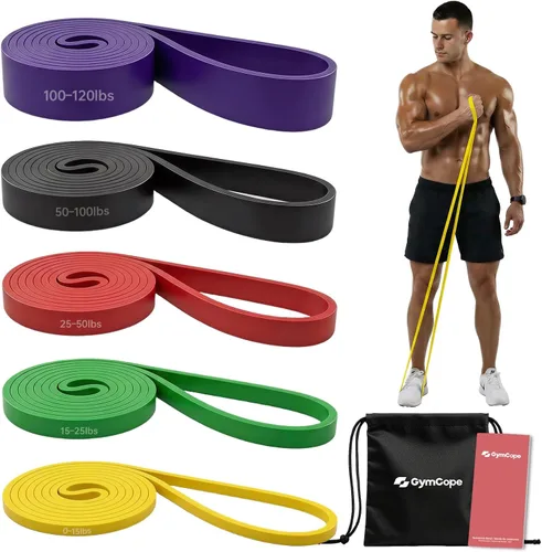 Miniatura 10 de GymCope Bandas de resistencia para dominadas, juegos de bandas de asistencia de 3/4/5 para hombres y mujeres, bandas de ejercicio de entrenamiento