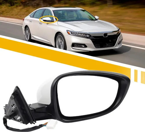 Miniatura 14 de Dasbecan Espejo para puerta lateral izquierda del conductor compatible con Honda Accord LX Sport 1.5T 2018-2025 Power No calentado Pintura