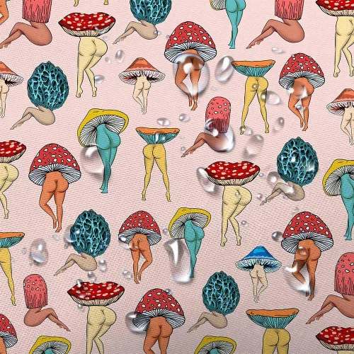Miniatura 8 de Divertida cortina de ducha con trasero de hongo, linda y sexy de los años 70 y 80, cortinas de ducha de tela para baño, hippie, psicodélica, Rosa-2