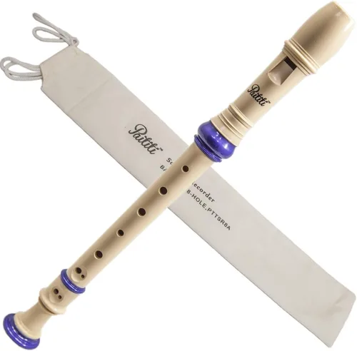 Miniatura 5 de Flauta dulce Paititi Soprano de 8 orificios con varilla de limpieza + gráfica de dedos + estuche para instrumento de música, Cremoso, Estándar