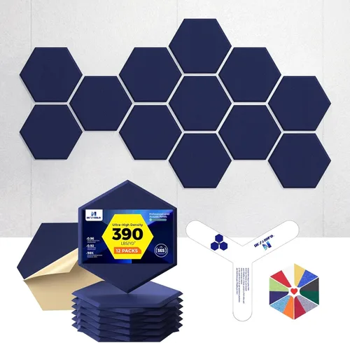 Miniatura 20 de Paneles acústicos autoadhesivos [390 lbs/yd³ de densidad ultra alta], panel de absorción de sonido de segunda generación, panel de sonido de nivel