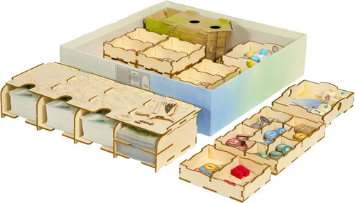 Miniatura 11 de The Broken Token Organizador de juegos compatible con Wingspan Oceania Expansion - Caja organizadora de juegos de madera con múltiples bandejas