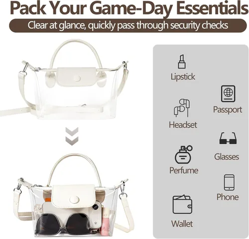 Miniatura 3 de Bolsa transparente para estadios, bolsa cruzada pequeña aprobada para conciertos, eventos deportivos