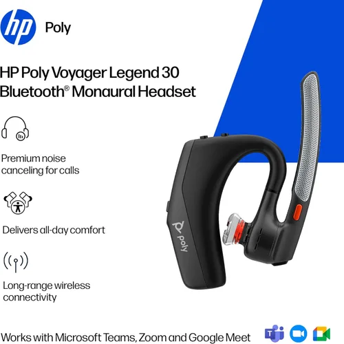 Miniatura 2 de Poly Voyager Legend 30 - Auriculares Bluetooth con micrófono - Boom discreto y 4 micrófonos con cancelación de ruido - Tecnología WindSmart
