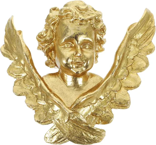 Garneck Escultura de pared de ángel dorado retro, estatuilla de querubín de resina, decoración de ángel vintage para interiores y exteriores, hogar,