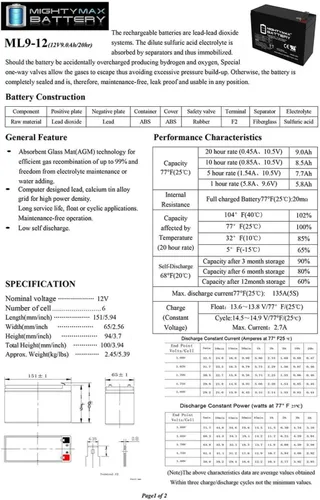 Miniatura 6 de Mighty Max Battery Batería de repuesto SLA de 12V 9Ah para Yuasa NPX-35-10 Pack