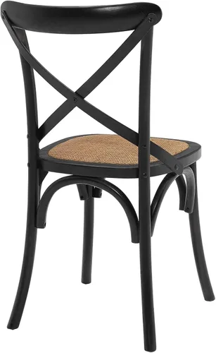 Miniatura 4 de Modway Gear - Silla de comedor de estilo rústico y moderno estilo granja, en madera de olmo y ratán, color negro