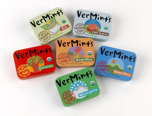 Miniatura 5 de VerMints Organic Breath Mints sabor a menta de jengibre, todo natural, sin OMG, sin nueces, sin gluten, vegano, KSA Kosher, paquete de 6, latas