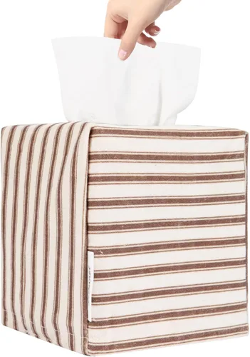 Miniatura 8 de Funda para caja de pañuelos, soporte cuadrado para caja de pañuelos de tela, elegante almacenamiento de papel higiénico, organizador moderno