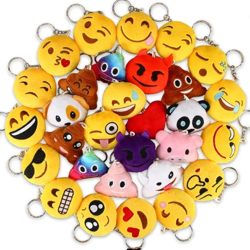 Dreampark Emoji - Llavero de felpa para niños, diseño de emoji, ideal para fiestas de Navidad o cumpleaños, 2 pulgadas