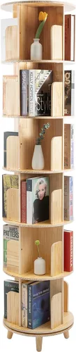 Miniatura 13 de Estantería giratoria, estantería giratoria, organizador apilable, estantería giratoria, estantería redonda, estante para libros para dormitorio