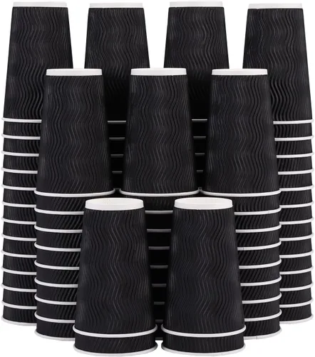 Miniatura 10 de Lamosi Vasos de café de 10 onzas – Paquete de 120, Vasos de Papel Corrugado Aislante Desechables de 10oz, Vasos de Pared Ondulada Kraft para Bebidas