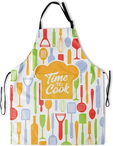 Miniatura 8 de Delantal impreso delantales de pintura de poliéster con bolsillo para cocinar cocina a la parrilla adultos