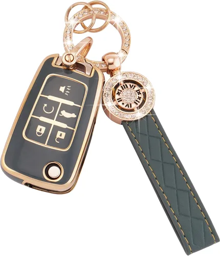 Miniatura 26 de EKALA para Funda de Llavero con Llavero de Cuero, Funda de Tecla de 5 Botones TPU Compatible con 2007-2018 Wrangler Compass Patriot, Dodge Ram