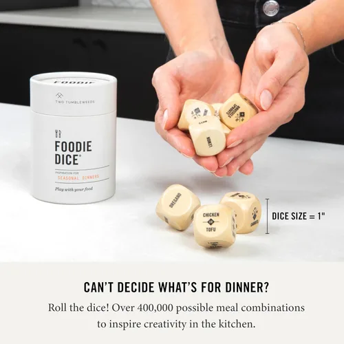 Miniatura 4 de Two Tumbleweeds Foodie Dice - Nueva Edición: Juego de 9 Dados para Inspirar Comidas Creativas de Temporada con Dado de Comida para Llevar - Regalo