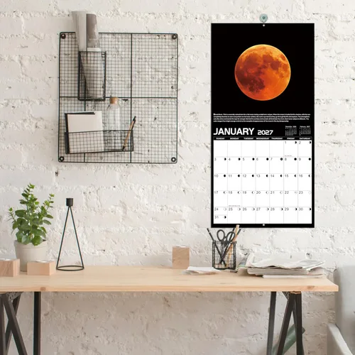 Miniatura 7 de Calendario de pared 2026, enero 2026 - diciembre 2026, 12 x 24 pulgadas (abierto), calendario 2026 con fases lunares, agujeros para colgar, bloques