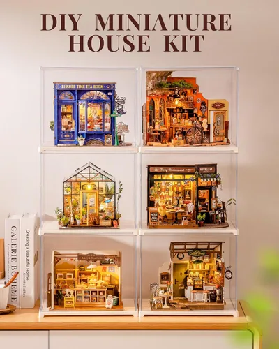 Miniatura 8 de Rolife Kit de casa en miniatura de bricolaje Cheers Bar Dining, estantería de Rincón del libro 3D para decoración de adultos, kits de casa
