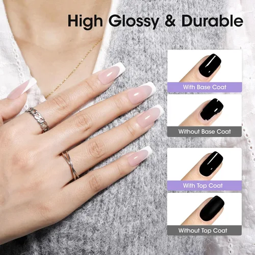 Miniatura 6 de GELLEN 20 ml de gel base y capa superior, capa superior brillante libre de hema y capa base para esmalte de uñas de gel, esmalte de uñas