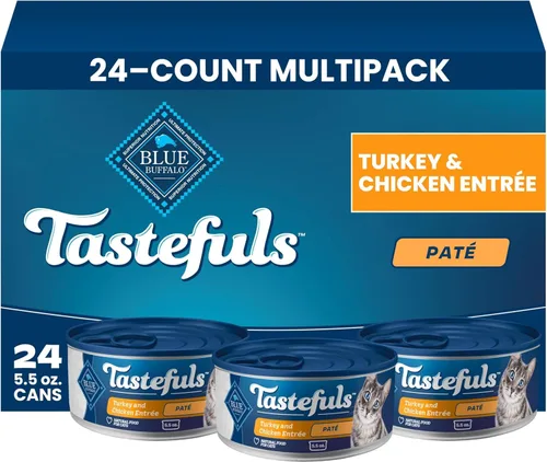 Miniatura 15 de Blue Buffalo Tastefuls - Paquete variado de comida húmeda natural para gatos, pollo, pavo y pollo, pescado y atún de océano, latas de 5.5 onzas