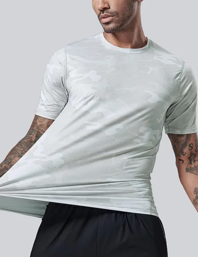 Miniatura 5 de Paquete de 5 camisetas de manga corta para hombre con cuello redondo y de secado rápido Camisetas atléticas para correr, entrenar en el gimnasio