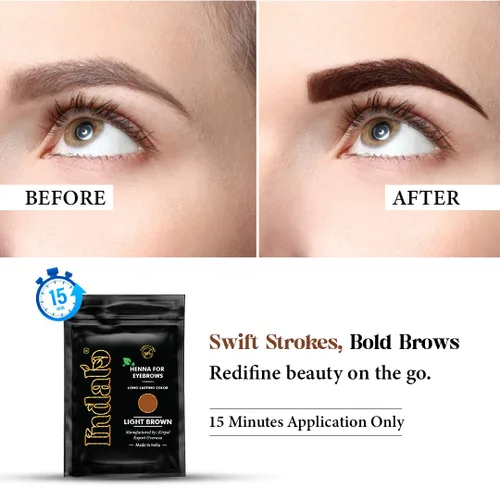 Miniatura 2 de Indalo Henna de cejas marrón claro de 0.35 oz Polvo de color para cejas, a prueba de manchas y resistente al agua, vegano, libre de crueldad