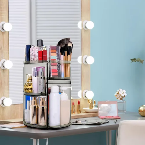Miniatura 3 de Organizador de maquillaje giratorio de 360°, organizador giratorio para el cuidado de la piel, estuche de exhibición de cosméticos con soporte