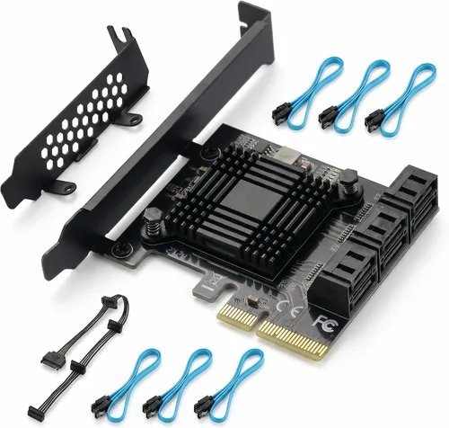 Miniatura 8 de Tarjeta PCI Express a SATA 3.0 de 2X 10 Puertos, Tarjeta de Expansión PCI Express a SATA III de 6Gbps, Chips ASM1166+JMB575