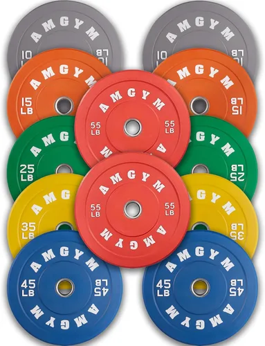 Miniatura 53 de Discos de peso olímpicos de 2 pulgadas y caucho para barras, discos para gimnasio en casa, entrenamiento de fuerza y levantamiento de pesas, 10 a