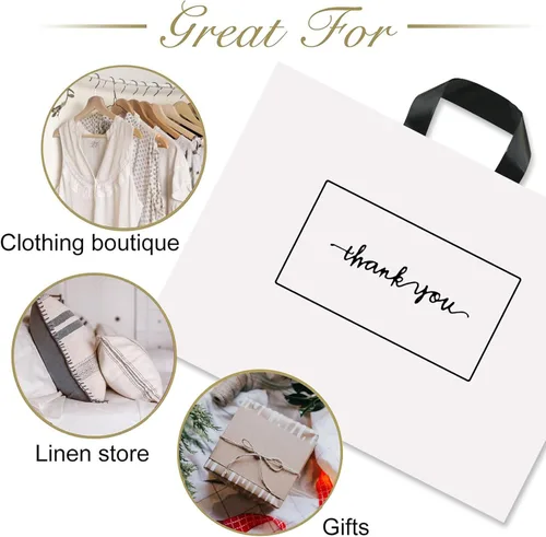 Miniatura 5 de Bolsas de mercancía SOSFKIM 50 unidades 17x16 pulgadas blancas Bolsas de agradecimiento para pequeñas empresas - Bolsas de plástico extra gruesas