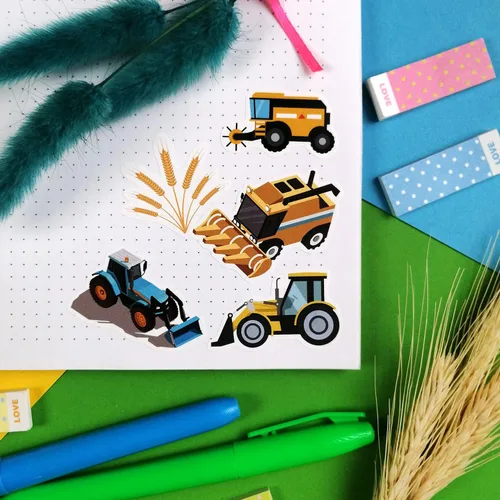 Miniatura 6 de BulbaCraft 100 calcomanías y calcomanías de tractor, suministros de fiesta de cumpleaños de tractor, regalos para mujeres y hombres Pegatinas
