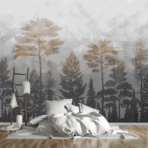 Miniatura 3 de Árboles, papel tapiz de dormitorio, plantas del bosque, murales de fondo para sala de estar (despegar y pegar inmediatamente) - 58 x 80 pulgadas