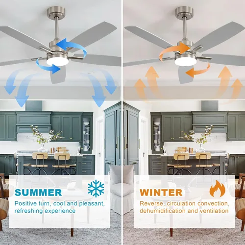 Miniatura 4 de Ventiladores de techo con luces y control remoto, ventilador de techo de montaje empotrado de 52 pulgadas con motor de CC reversible silencioso