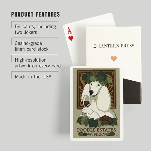 Miniatura 3 de Lantern Press Caniche, anuncio retro de bodega (52 cartas de juego, baraja de cartas de tamaño póquer con comodines)