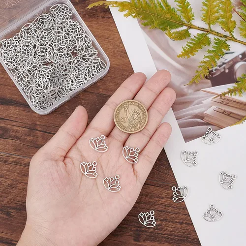 Miniatura 3 de SUNNYCLUE 100 dijes de loto y chakras de aleación para hacer joyas, aretes, collares, accesorios de pulsera para mujeres adultas, manualidades