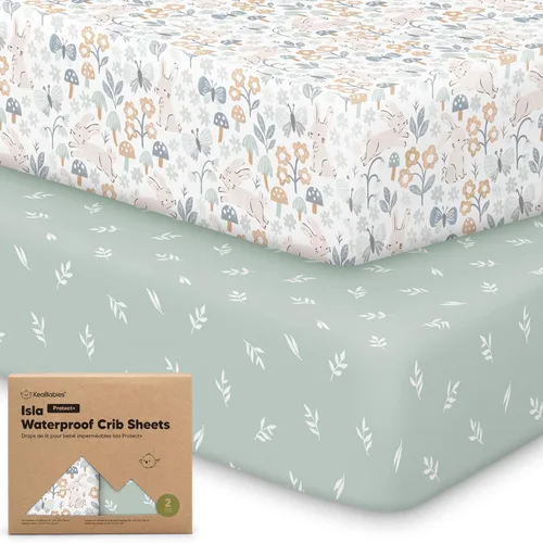 Miniatura 14 de Paquete de 2 sábanas impermeables para cuna de bebé para niños y niñas - 52x28 sábanas para cama de niño pequeño de viscosa derivada de bambú